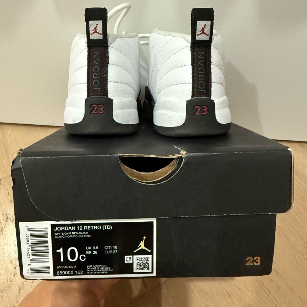 Jordan 12 Retro White and Black Sneakers